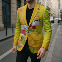 Hawaiian Mango Mele Kalikimaka Blazer Santa Claus Surfing with Turtle Mango Christmas