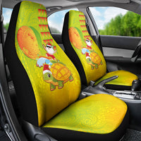 Hawaiian Mango Mele Kalikimaka Car Seat Cover Santa Claus Surfing with Turtle Mango Christmas LT03 - Polynesian Pride