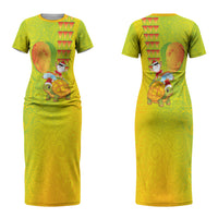 Hawaiian Mango Mele Kalikimaka Couples Matching Short Sleeve Bodycon Dress and Hawaiian Shirt Santa Claus Surfing with Turtle Mango Christmas LT03 - Polynesian Pride