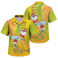 Hawaiian Mango Mele Kalikimaka Family Matching Mermaid Dress and Hawaiian Shirt Santa Claus Surfing with Turtle Mango Christmas LT03 Son's Shirt Multicolor - Polynesian Pride