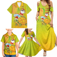 Hawaiian Mango Mele Kalikimaka Family Matching Summer Maxi Dress and Hawaiian Shirt Santa Claus Surfing with Turtle Mango Christmas LT03 - Polynesian Pride