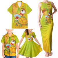 Hawaiian Mango Mele Kalikimaka Family Matching Tank Maxi Dress and Hawaiian Shirt Santa Claus Surfing with Turtle Mango Christmas LT03 - Polynesian Pride