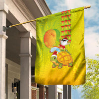 Hawaiian Mango Mele Kalikimaka Garden Flag Santa Claus Surfing with Turtle Mango Christmas LT03 House Flag Multicolor - Polynesian Pride