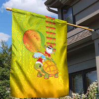 Hawaiian Mango Mele Kalikimaka Garden Flag Santa Claus Surfing with Turtle Mango Christmas LT03 - Polynesian Pride