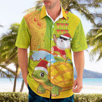 Hawaiian Mango Mele Kalikimaka Hawaiian Shirt Santa Claus Surfing with Turtle Mango Christmas LT03 - Polynesian Pride