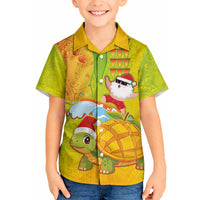 Hawaiian Mango Mele Kalikimaka Hawaiian Shirt Santa Claus Surfing with Turtle Mango Christmas LT03 - Polynesian Pride