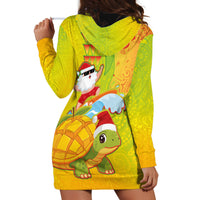 Hawaiian Mango Mele Kalikimaka Hoodie Dress Santa Claus Surfing with Turtle Mango Christmas LT03 - Polynesian Pride