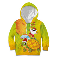 Hawaiian Mango Mele Kalikimaka Kid Hoodie Santa Claus Surfing with Turtle Mango Christmas LT03 Hoodie Multicolor - Polynesian Pride