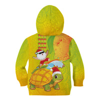 Hawaiian Mango Mele Kalikimaka Kid Hoodie Santa Claus Surfing with Turtle Mango Christmas LT03 - Polynesian Pride