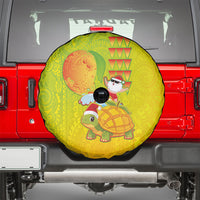 Hawaiian Mango Mele Kalikimaka Spare Tire Cover Santa Claus Surfing with Turtle Mango Christmas LT03 - Polynesian Pride