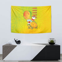 Hawaiian Mango Mele Kalikimaka Tapestry Santa Claus Surfing with Turtle Mango Christmas LT03 - Polynesian Pride