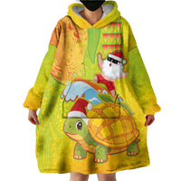 Hawaiian Mango Mele Kalikimaka Wearable Blanket Hoodie Santa Claus Surfing with Turtle Mango Christmas LT03 - Polynesian Pride