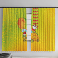Hawaiian Mango Mele Kalikimaka Window Curtain Santa Claus Surfing with Turtle Mango Christmas LT03 With Hooks Multicolor - Polynesian Pride