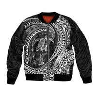 Hawaiian Turtle and Shark Bomber Jacket Kakau Tribal with Polynesian Pattern Black Color LT03 Unisex Black - Polynesian Pride