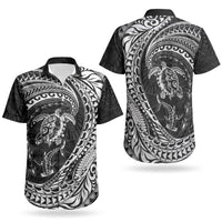 Hawaiian Turtle and Shark Couples Matching Tank Maxi Dress and Hawaiian Shirt Kakau Tribal with Polynesian Pattern Black Color LT03 - Polynesian Pride