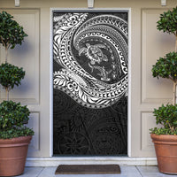 Hawaiian Turtle and Shark Door Cover Kakau Tribal with Polynesian Pattern Black Color LT03 Black - Polynesian Pride