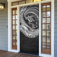 Hawaiian Turtle and Shark Door Cover Kakau Tribal with Polynesian Pattern Black Color LT03 - Polynesian Pride