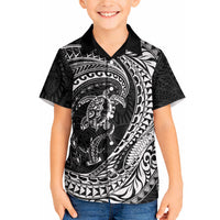 Hawaiian Turtle and Shark Hawaiian Shirt Kakau Tribal with Polynesian Pattern Black Color LT03 - Polynesian Pride