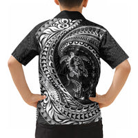 Hawaiian Turtle and Shark Hawaiian Shirt Kakau Tribal with Polynesian Pattern Black Color LT03 - Polynesian Pride