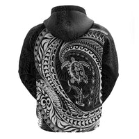 Hawaiian Turtle and Shark Hoodie Kakau Tribal with Polynesian Pattern Black Color LT03 - Polynesian Pride