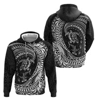 Hawaiian Turtle and Shark Hoodie Kakau Tribal with Polynesian Pattern Black Color LT03 - Polynesian Pride