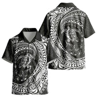 Hawaiian Turtle and Shark Kid Hawaiian Shirt Kakau Tribal with Polynesian Pattern Black Color LT03 - Polynesian Pride