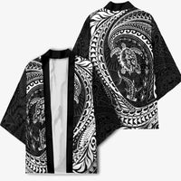Hawaiian Turtle and Shark Kimono Kakau Tribal with Polynesian Pattern Black Color LT03 - Polynesian Pride