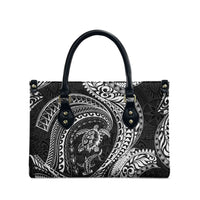 Hawaiian Turtle and Shark Leather Bag Kakau Tribal with Polynesian Pattern Black Color LT03 - Polynesian Pride