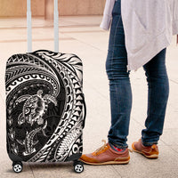 Hawaiian Turtle and Shark Luggage Cover Kakau Tribal with Polynesian Pattern Black Color LT03 Black - Polynesian Pride