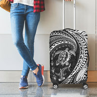 Hawaiian Turtle and Shark Luggage Cover Kakau Tribal with Polynesian Pattern Black Color LT03 - Polynesian Pride