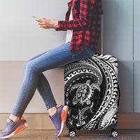Hawaiian Turtle and Shark Luggage Cover Kakau Tribal with Polynesian Pattern Black Color LT03 - Polynesian Pride