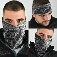 Hawaiian Turtle and Shark Neck Gaiter Kakau Tribal with Polynesian Pattern Black Color LT03 - Polynesian Pride