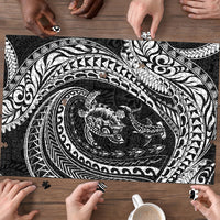 Hawaiian Turtle and Shark Puzzle Kakau Tribal with Polynesian Pattern Black Color LT03 - Polynesian Pride