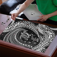 Hawaiian Turtle and Shark Puzzle Kakau Tribal with Polynesian Pattern Black Color LT03 - Polynesian Pride