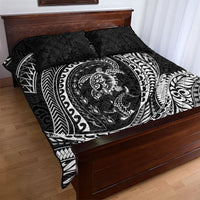 Hawaiian Turtle and Shark Quilt Bed Set Kakau Tribal with Polynesian Pattern Black Color LT03 - Polynesian Pride