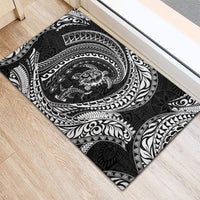 Hawaiian Turtle and Shark Rubber Doormat Kakau Tribal with Polynesian Pattern Black Color LT03 - Polynesian Pride