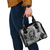Hawaiian Turtle and Shark Shoulder Handbag Kakau Tribal with Polynesian Pattern Black Color LT03 - Polynesian Pride