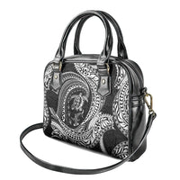 Hawaiian Turtle and Shark Shoulder Handbag Kakau Tribal with Polynesian Pattern Black Color LT03 - Polynesian Pride
