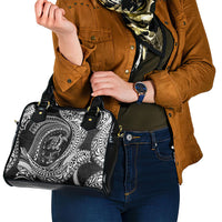 Hawaiian Turtle and Shark Shoulder Handbag Kakau Tribal with Polynesian Pattern Black Color LT03 - Polynesian Pride