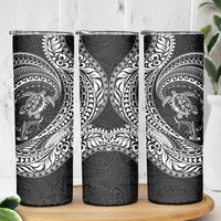 Hawaiian Turtle and Shark Skinny Tumbler Kakau Tribal with Polynesian Pattern Black Color LT03 - Polynesian Pride