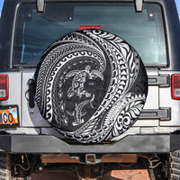 Hawaiian Turtle and Shark Spare Tire Cover Kakau Tribal with Polynesian Pattern Black Color LT03 Black - Polynesian Pride