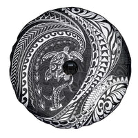 Hawaiian Turtle and Shark Spare Tire Cover Kakau Tribal with Polynesian Pattern Black Color LT03 - Polynesian Pride