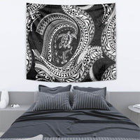 Hawaiian Turtle and Shark Tapestry Kakau Tribal with Polynesian Pattern Black Color LT03 - Polynesian Pride