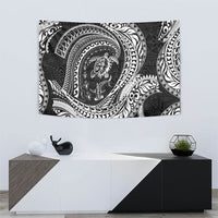 Hawaiian Turtle and Shark Tapestry Kakau Tribal with Polynesian Pattern Black Color LT03 - Polynesian Pride