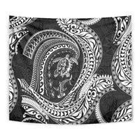 Hawaiian Turtle and Shark Tapestry Kakau Tribal with Polynesian Pattern Black Color LT03 - Polynesian Pride