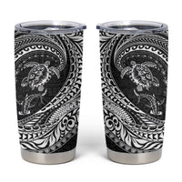 Hawaiian Turtle and Shark Tumbler Cup Kakau Tribal with Polynesian Pattern Black Color LT03 Black - Polynesian Pride