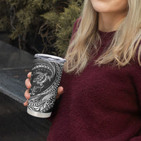 Hawaiian Turtle and Shark Tumbler Cup Kakau Tribal with Polynesian Pattern Black Color LT03 - Polynesian Pride