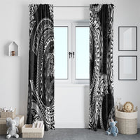 Hawaiian Turtle and Shark Window Curtain Kakau Tribal with Polynesian Pattern Black Color LT03 - Polynesian Pride