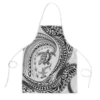 Hawaiian Turtle and Shark Apron Kakau Tribal with Polynesian Pattern White Color LT03 White - Polynesian Pride