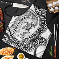 Hawaiian Turtle and Shark Apron Kakau Tribal with Polynesian Pattern White Color LT03 White - Polynesian Pride
